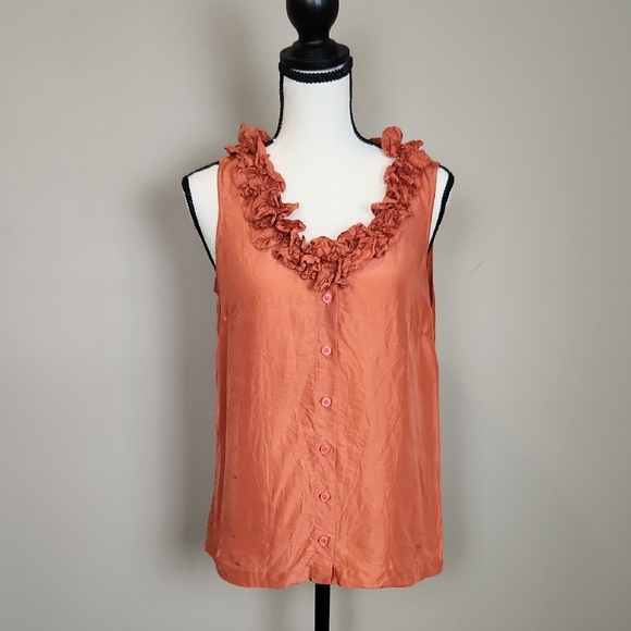 J. Crew Factory Tops - J. Crew‎ Factory 100% Silk Sleeveless Ruffle Blouse Size 2
